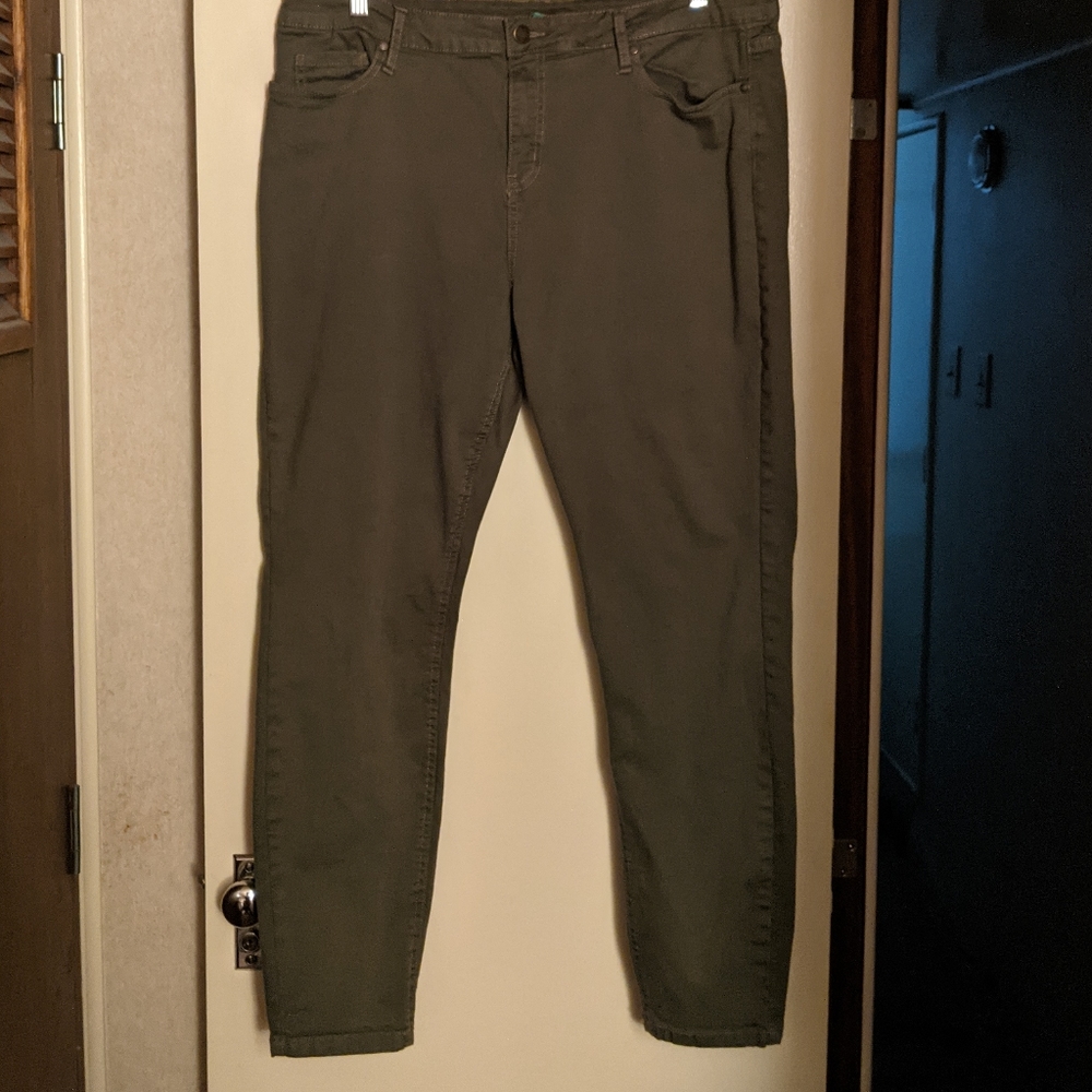 Cotton Blend Comfy Stretch Skinny Jeans, Olive 🫒